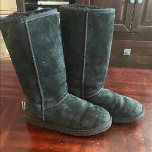Ugg Australia Womens Black Suede Clasic Tall Winter Pull On Boots US Size 9